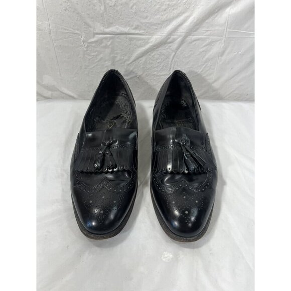 Florsheim Imperial Size 12 D Mens Black Wing Tip Tassel Kiltie Loafer Slip on - Picture 1 of 15
